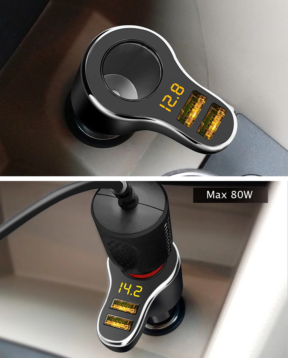 Сигаретный светильник er розетка автомобильное зарядное устройство 3.1A напряжение дисплей 12-24 В светодиодный индикатор светильник адаптер зарядного устройства с двойным USB для телефона MP3 DVR