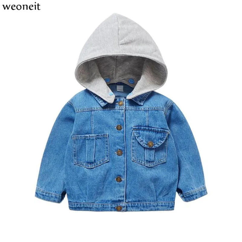Weoneit Boys Girls Jackets Coats Hooded Children Kids Spring&autumn Baby Boys Denim Jackets