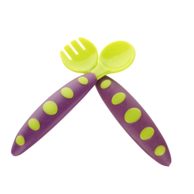 2 Pcs/set Baby Dishes Fork Spoon Cartoon Baby Food Training Tableware Children Spoon Fork Flatware