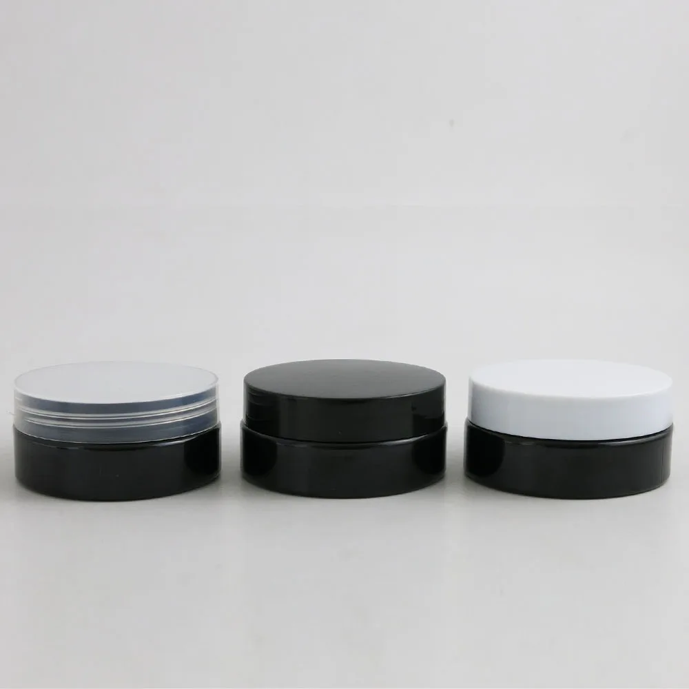 

24 x 50g Empty Black Cosmetic Cream Containers Cream Jars 50cc 50ml for Cosmetics Packaging Plastic Bottles With Plastic Cap