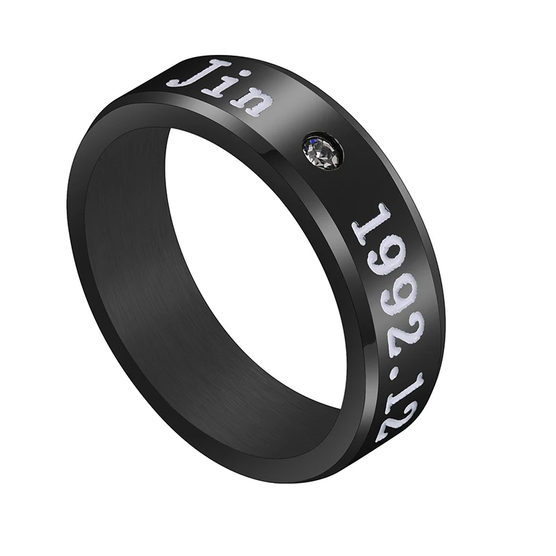 Auxauxme Titanium Steel Rap Monster Zircon Rings Gold Wedding Promise Ring For Women Men Engagement Jewelry Gift - Цвет основного камня: black Jin