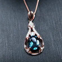 Красные Деревья бренд природных драгоценных камней Fine Jewelry голубой топаз Цепочки и ожерелья популярных стерлингового серебра 925 пробы подвеска Цепочки и ожерелья для Для женщин подарок