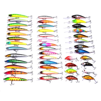 

YUZI 43pcs Minnow Fishing Lure Kit China Hard Bait Wobblers Fishing Tackle Artificial Fishing Tackle