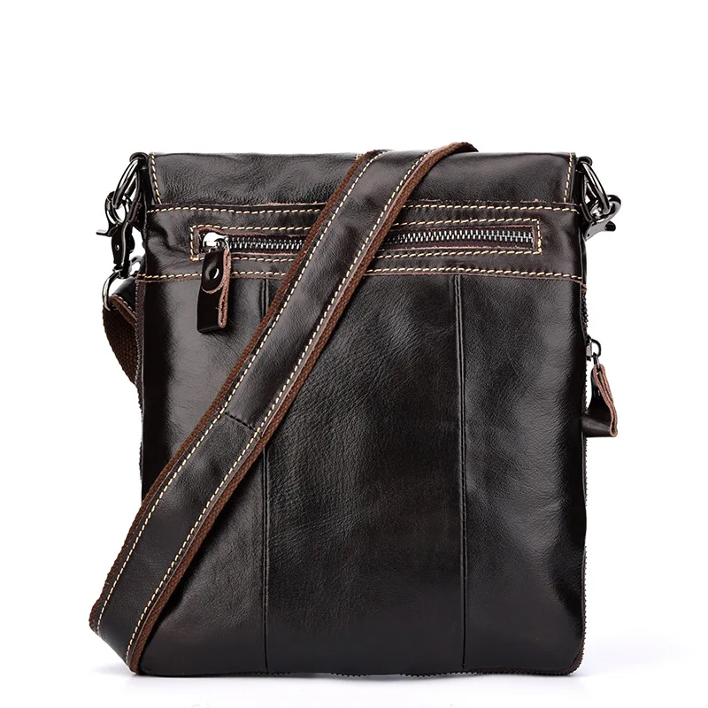 New Men's Leather Business Shoulder Bag Vertical Leisure Information Bag First Layer Leather Multi-function Messenger Bag