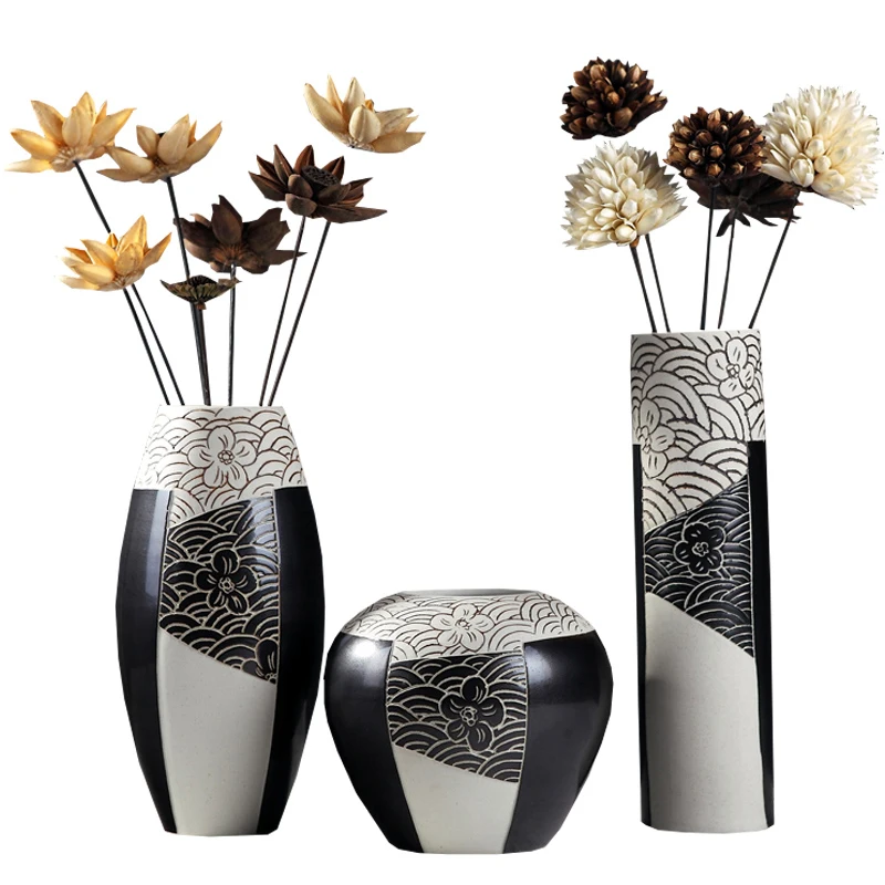 Цзиндэчжэнь керамическая ваза ручной работы вазы сухоцветы орнаменты большая ваза Новые Китайские современные украшения для дома художественные вазы