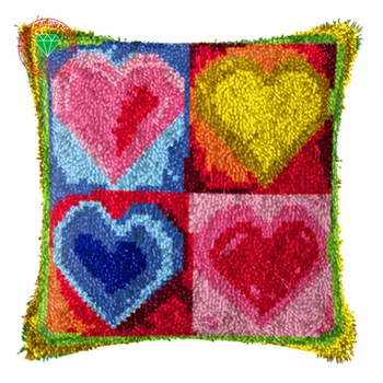 

Heart Needlework Cross-stitch carpet cushion Patchwork Pillowcase diy pillowcase embroidery thread Latch hook rug kit Home Decor