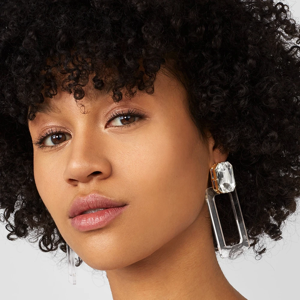 

2019 Hot Transparent Square Acrylic Dangle Earring For Women Geometric Alloy Crystal Statement Earring Trendy Party Jewelry