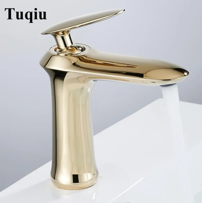 

Basin Faucets Modern Faucet Bathroom Faucet Gold Finish Hot & Cold Brass Basin Sink Faucet Single Handle Taps