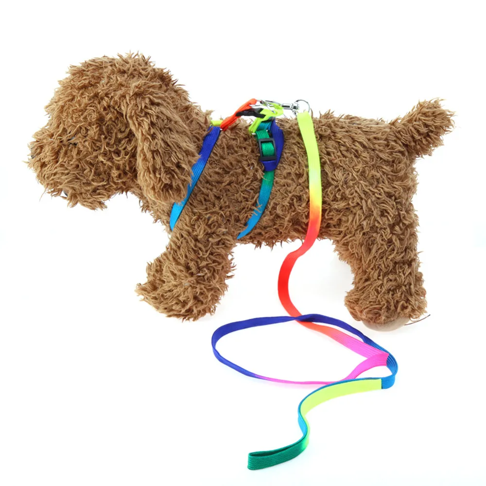 

Colorful Reflective Dog Harness Leash Set Adjustable Pet Vest Lead For Small Meduim Large Dogs Daily Training Walking