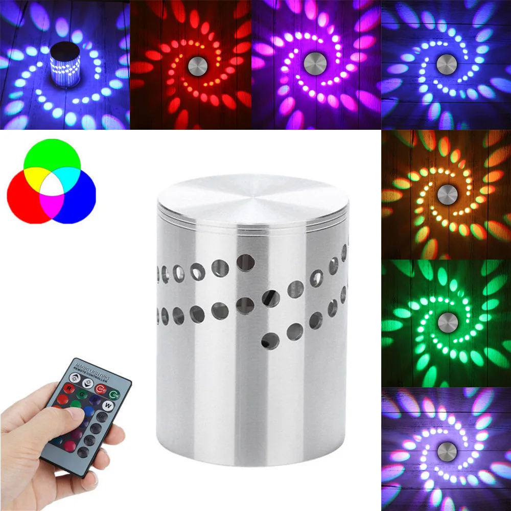 Новый 2018 высококачественный цветной RGB спиральный настенный светильник с
