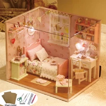 Мини DIY 3D кукла деревянный домик солнце Ангел деревянный кукольный домик домашняя мебель пазл, детская игрушка подарок для девочек и Пылезащитный чехол 06(S8