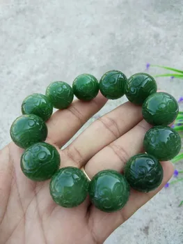 

Exquisite jewelry hetian yu carving pattern bead yu bracelet/