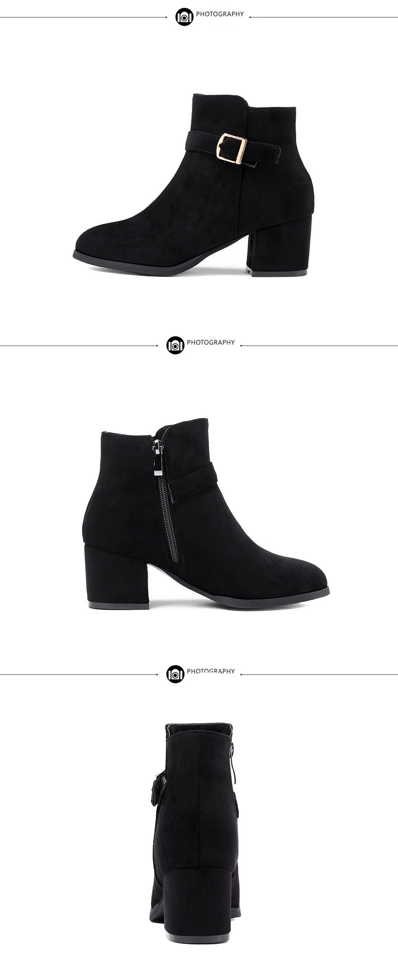RQFF Brand Winter Boots Women With Box Big size34-43 Flock Warm Shoes Woman High Heel Ankle Boot Female Zip Footwear Ladies Shoe (14)