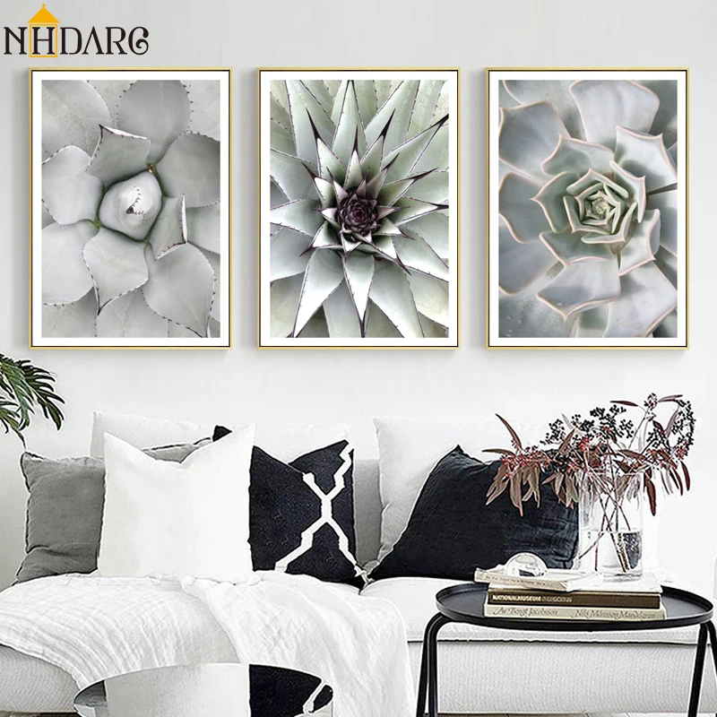 

Nordic Fresh Succulent Cactus Green Plants Poster and Prints Canvas Art Painting Wall Pictures for Living Room Home Decor