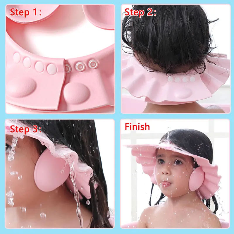 Einstellbare Baby Kinder Shampoo Bade Duschhaube Hut Waschen Haar Schildbgj WRDE 