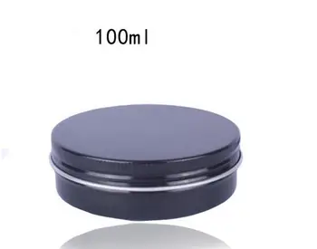 

100ML Empty Cosmetic Cream Jars Aluminum Black Round Screw Thread Jar Cosmetics Packaging Container Lip Balm Pot Bottle
