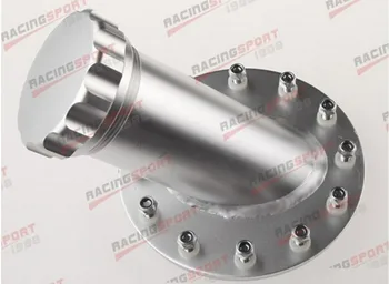 

Billet Fuel Cell Fast Fill Filler Neck Aluminum 45 Deg/Degree 12 Bolt Flange Silver
