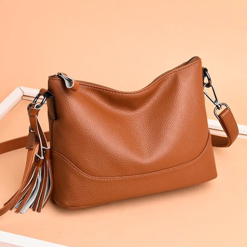Женские кожаные сумки высокого качества, Женская сумочка, женская мягкая кожаная сумка через плечо, винтажные сумки для девочек