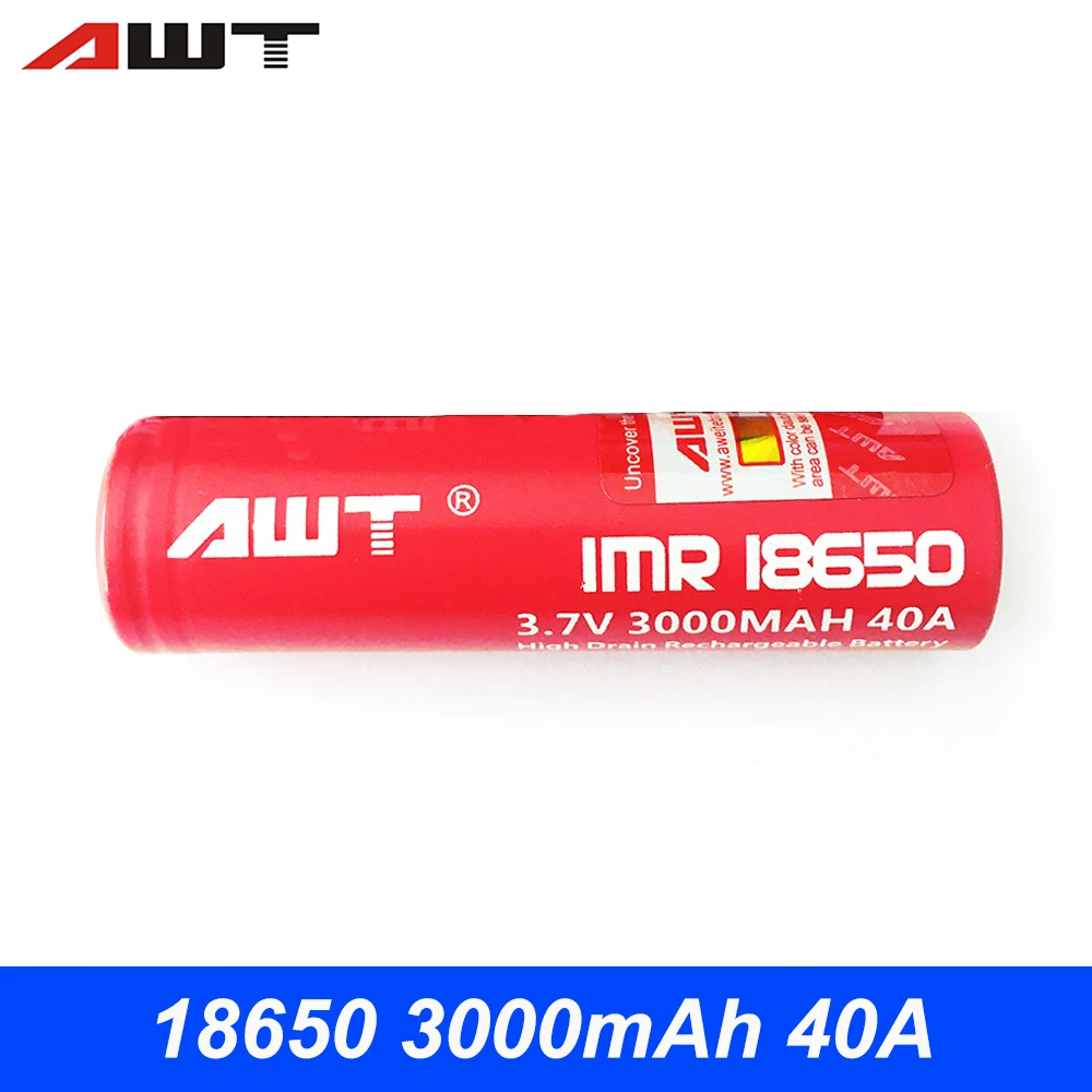 

AWT 18650 Battery 40A 3000mAh Lithium Vape Battery 18650 for SMOK Alien Mag Al85 Vaporesso Revenger Polar Luxe Ijoy Captain T044
