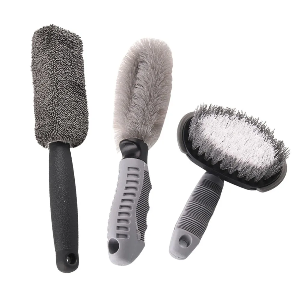 3Pcs Car Wheel Brush Motorcycle Car Washing Brush Soft Brush Non