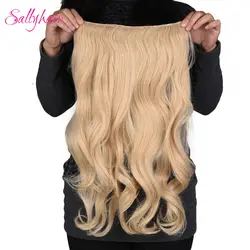 Sallyhair 190 г 24 дюймов 4 Зажимы в длинные волнистые парики Синтетические пряди для наращивания волос клип в один кусок волос 18 цветов блондин