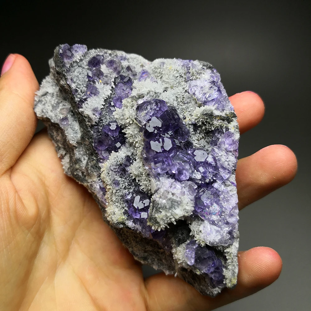

244g NATURAL purple Fluorite White quartz crystal RARE ORE UNIQUE SPECIMENS fujian CHINA B914