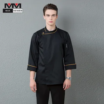 

Men Restaurant Single Button Long Sleeve Chef Workwear Coat Wholesale Catering Kitchen Hotel Waiter Barber Shop Uniform Clothing