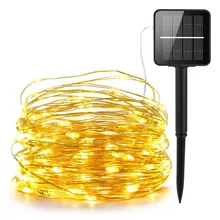 Lámparas LED solares para exteriores, guirnaldas de luces de cadena, fiesta navideña y hadas, impermeables, 10m/20m/30m/50m