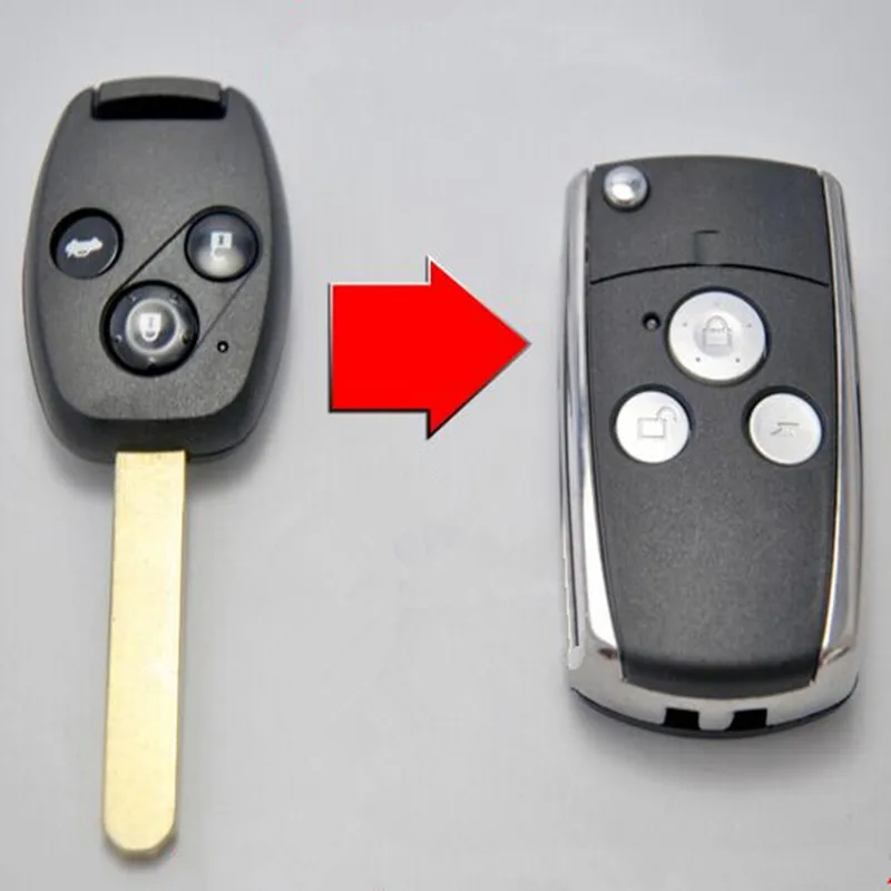 

DAKATU 3 Button Remote Flip Folding Key Shell Case Keyless Fob Cover Fit For Honda CRV Fit Accord Pilot