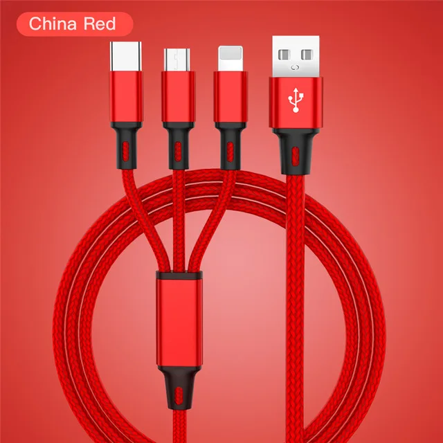 كابل يو اس بي ل فون XS X 8 7 6 شحن شاحن 3 في 1 المصغّر USB كابل للأندرويد USB TypeC الهاتف المحمول الكابلات لسامسونج S9