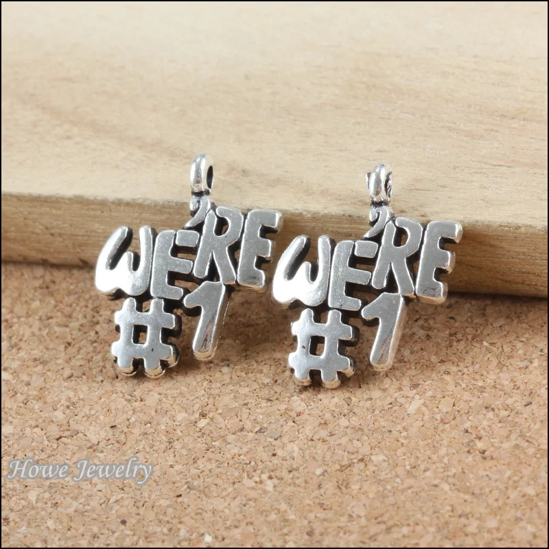 12 pcs we are no 1 Antique silver alloy Pendant european Style jewelry