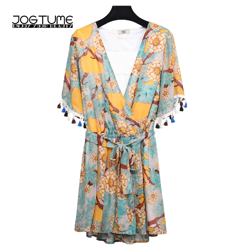 2018 Summer Boho Flower Print Rompers Women Jumpsuit Shorts Fashion