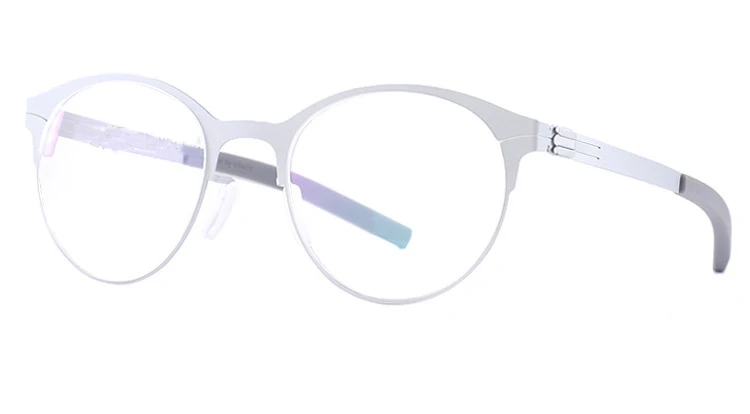 ISENGHUO круглые Уникальные без винтов дизайнерские очки оправа ультра легкие Ультратонкие мужские оправа для очков, при близорукости - Цвет оправы: Серебристый