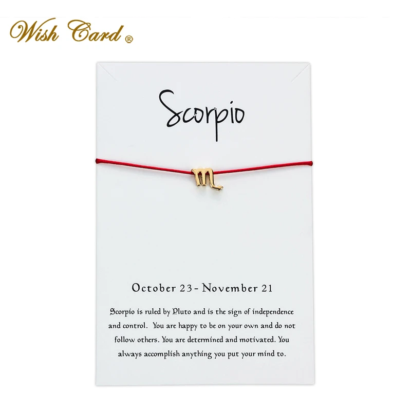 Wish Card золотой цвет браслет в созвездие скорпиона для женщин мужские браслеты