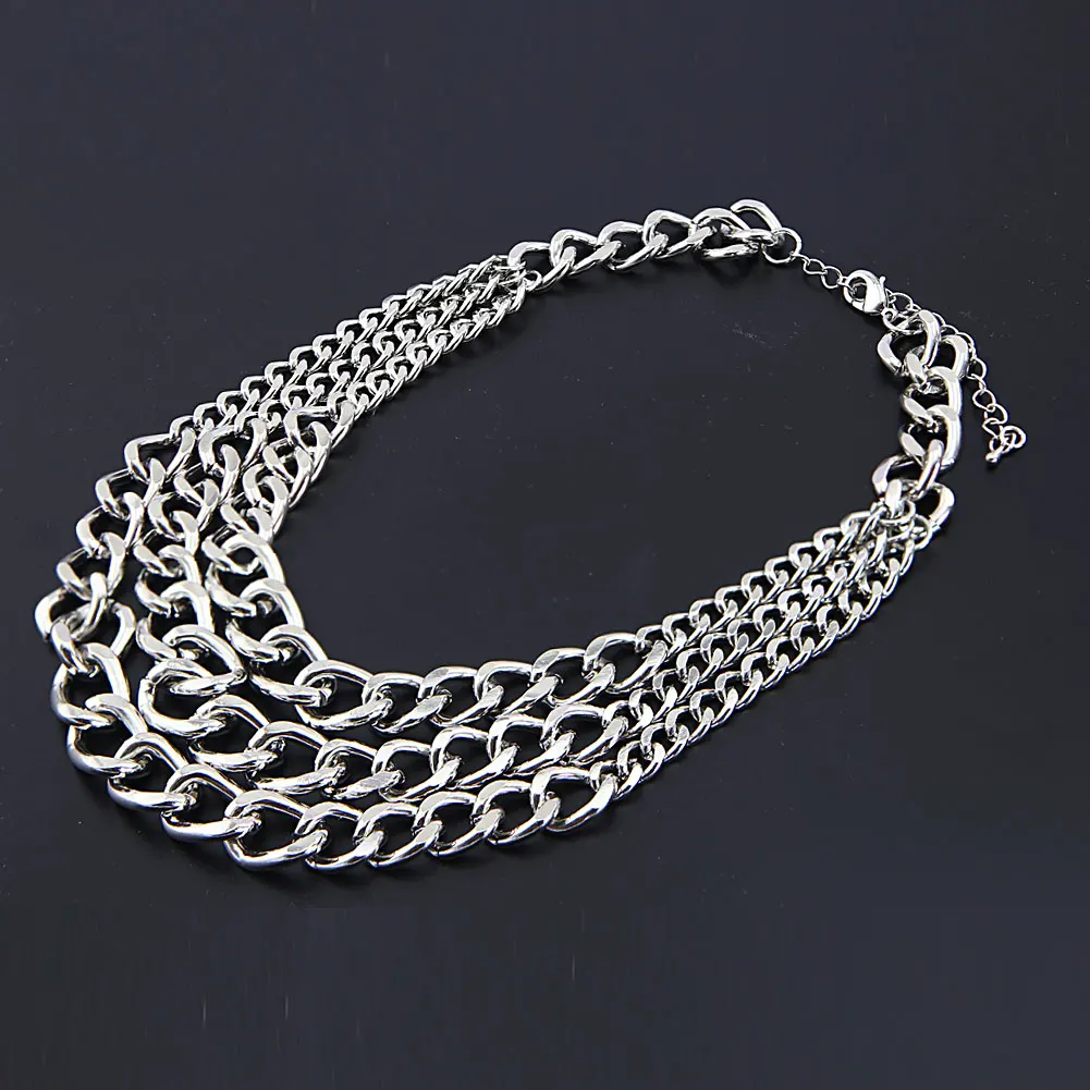TrinketSea New Design Rock Style Silver Layered Chain Statement