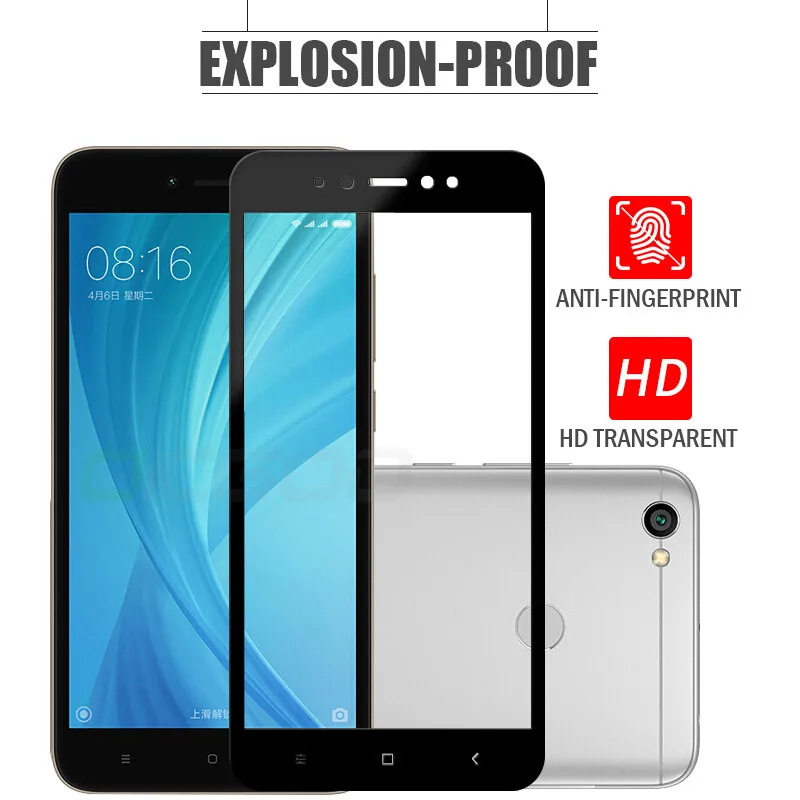 Полноэкранное защитное закаленное стекло для Xiaomi Redmi 4A 4X 5A 9H полное покрытие
