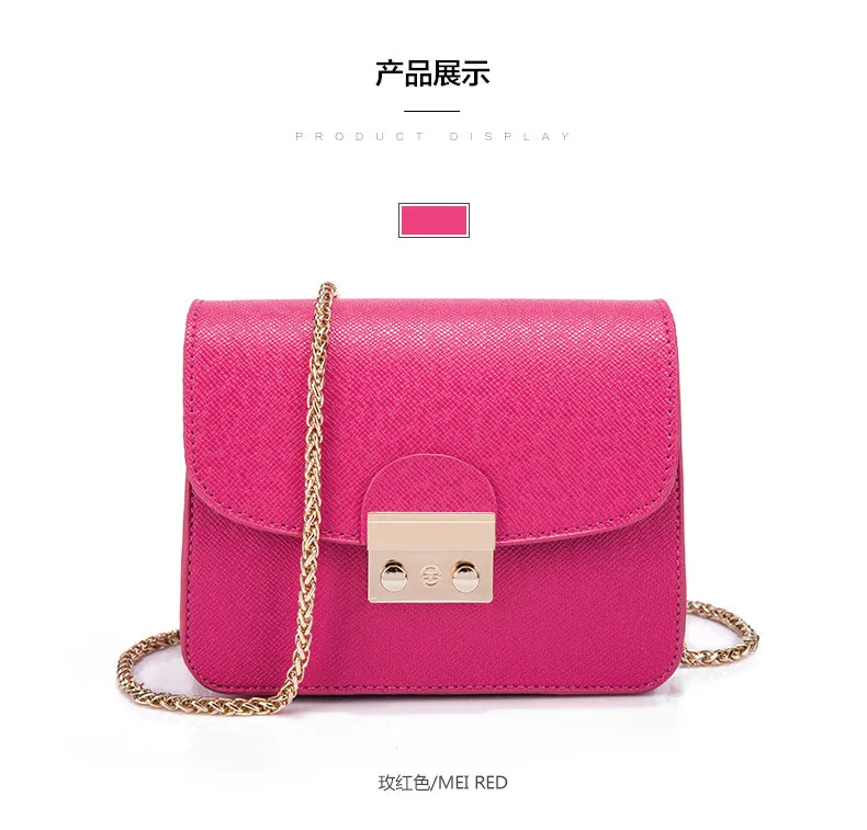 31 Korean Version New Mini Messenger Women Bags Solid Buckle Chain Shoulder Bag Small Square Package Cross Pattern Summer