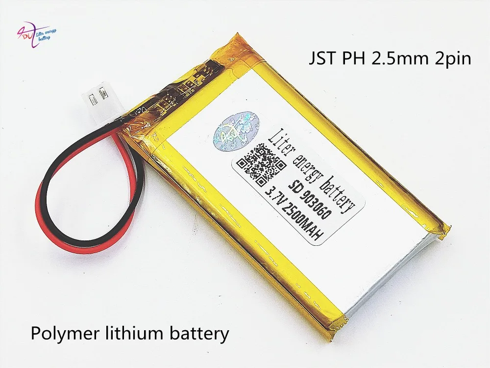 

XHR-2P 2.54 2500mAh 903060 903158 3.7V story learning machine FLASH SHOE polymer lithium battery 903060