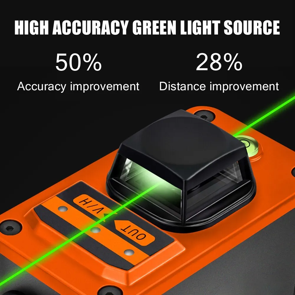 Многофункциональный 3D лазерный уровень 360 градусов лазерное выравнивающее устройство Регулировка настенный измеритель уровня 12 линий зеленое оптическое стекло