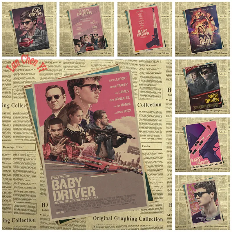 

Baby Driver Movie Kraft Paper Poster Bar Cafe Vintage High quality Printing Drawing core Decorative Painting