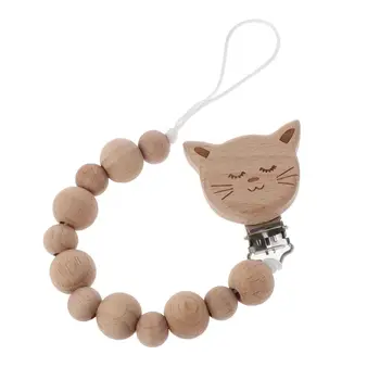 

Baby Wood Beaded Pacifier Clip Dummy Chain Nipple Holder Infant Soother Teether For Infant Feeding