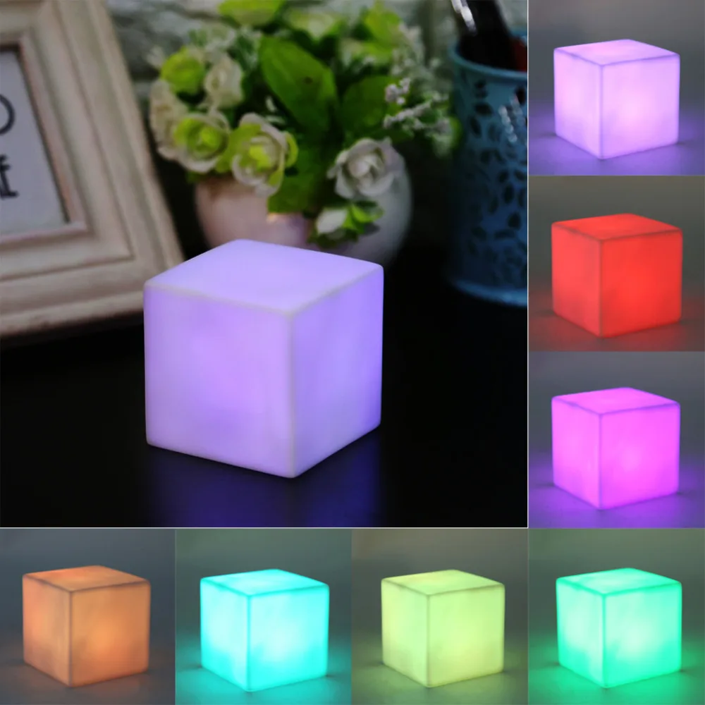 Led changement de couleur night light lampe de table enfants chambre lumière humeur cube lampe gadget