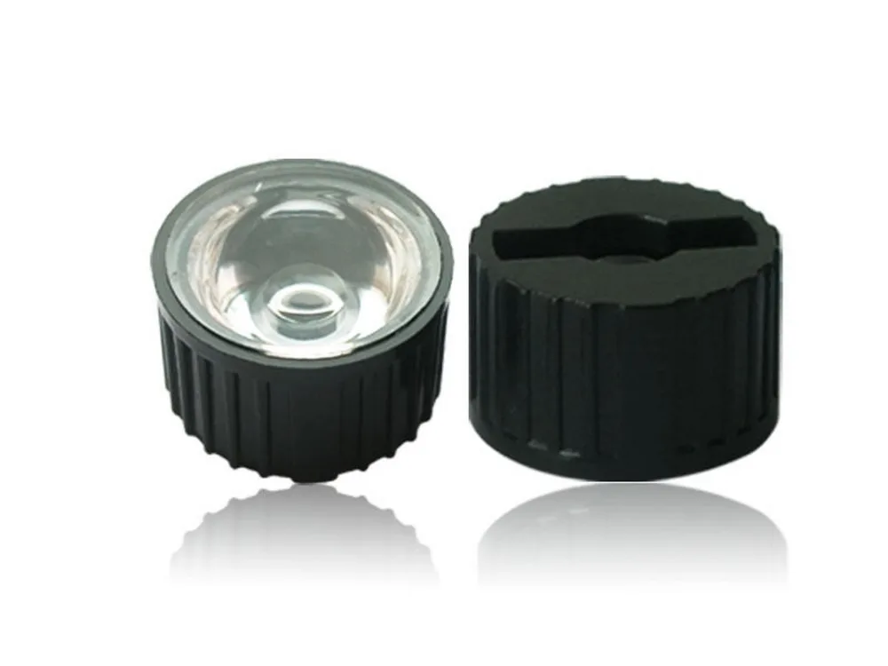 200 шт 20 мм 30 градусов прозрачный светодиодный объектив+ 22 мм черный держатель для 1 Вт 3 Вт 5 Вт Светодиодный светильник лампа