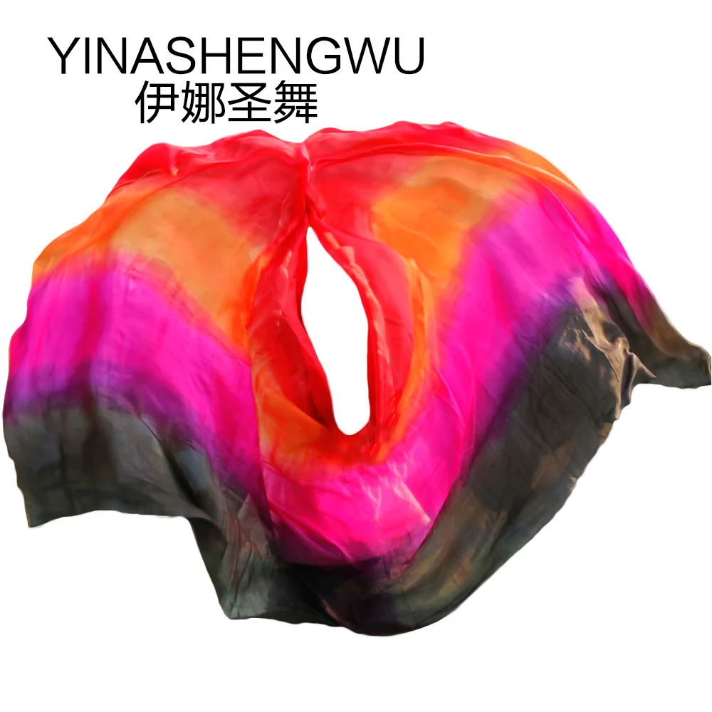 

Silk Belly Dance Veils Shawl Scarf Belly Dance Practice Performance Silk Veils black+rose+orange+red