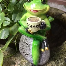Смола лягушка украшение для сада животное питьевой кофе