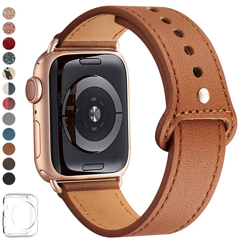 Натуральная кожа петля ремешок для apple watch band 44 мм 40 мм, 42 мм, 38 мм, ремешок для наручных часов iwatch, версия 4/3/2/1 Часы браслет аксессуары - Цвет ремешка: rose connector