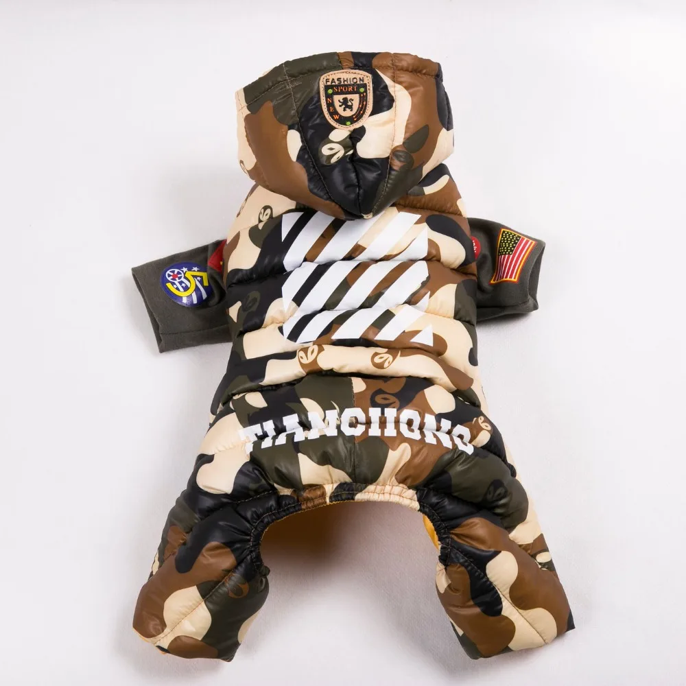 Winter Thick Dog Clothes Camouflage pattern Clothes for dogs yorkies small breeds Windproof Down jacket Goods