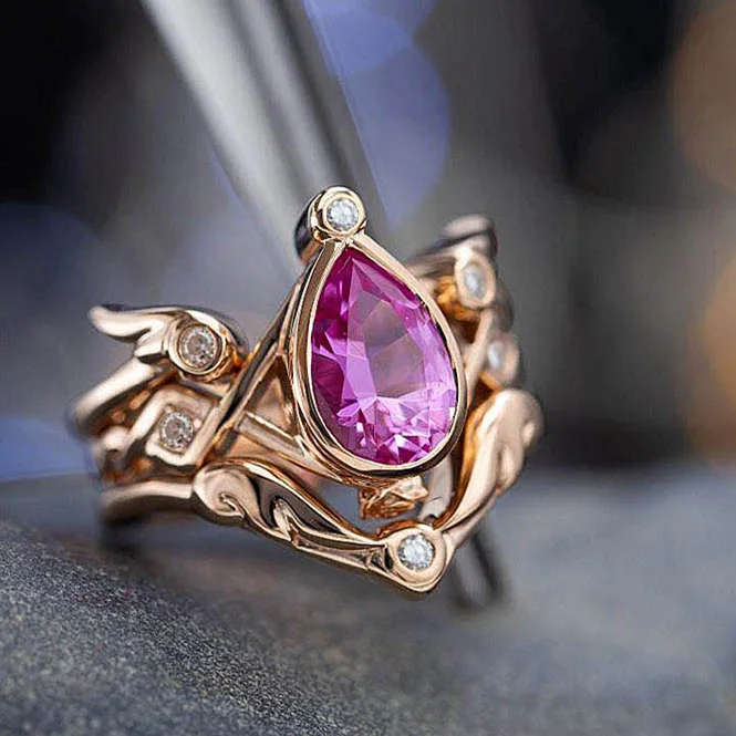 Fashion Female Crystal White Zircon Ring Set Boho Rose Gold Wedding Bridal Sets Promise Rings For Women | Украшения и аксессуары