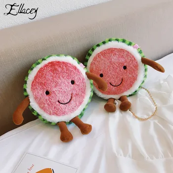 

Children Girls Mini Bag Cute Watermelon Round Handbag 2019 New Cartoon Doll Chain Teens Shoulder Bag Ladies Party Messenger Bag