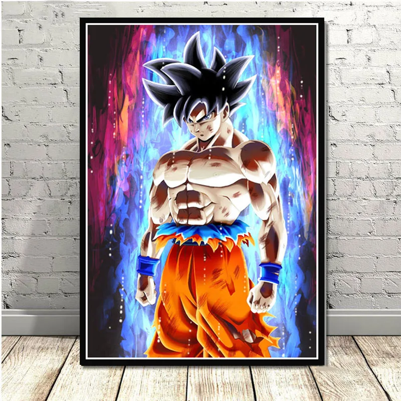 Горячий Dragon Ball Z Super Goku Ultra Instinct masted аниме плакат и печатная графика настенная художественная живопись картины для комнаты домашний декор - Цвет: Светло-зеленый